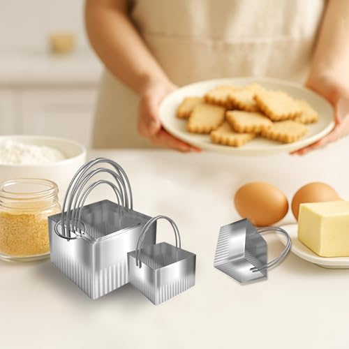 5 Pcs Square Biscuit Cutter Set with Handle - size: Square