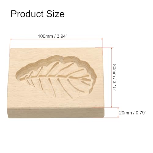 HARFINGTON Wooden Cookie Mould 3.94" x 3.15" Wooden Cookie Biscuit Mould Leaf Carved Baking Cookie Tool Biscuit Press Stamp - style: Leaf