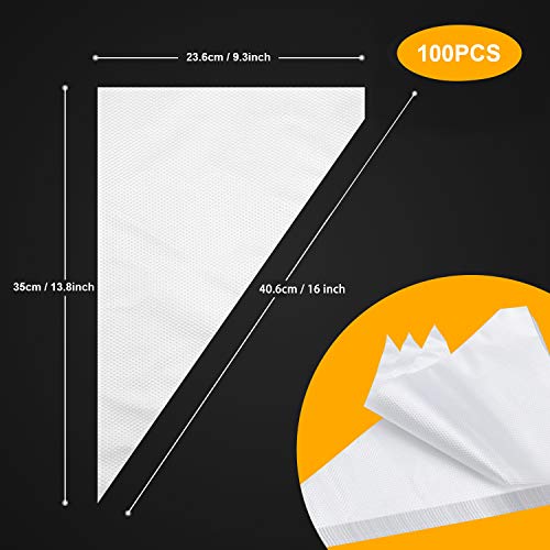 Tamodan Piping Bags 100PCS & 16 Inches Tipless Piping Bags, Extra Thick Pastry Bags Disposable, Non-Slip Icing Piping Bags Disposable Design, Cake Decoration. - color: 16 inch