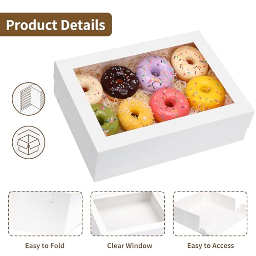 10pcs 14x10x4in Cake Boxes with Board, Rectangle Quarter Sheet Bakery Box - size: 14*10*4In