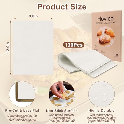 130PCS Parchment Paper Baking Sheets, 9x13 Inch, Precut Non-Stick Parchment Paper for Quarter Sheet Pans Liners, Baking Cookies, Bread, Meat, Pizza, Toaster Oven - color: White 9" x 13"