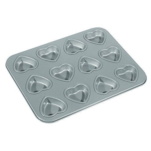 Fox Run Mini Heart Muffin Pan, 12-Cup, Preferred Non-Stick, Gray - style: Mini Heart Muffin Pan