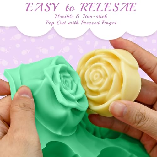 Large Rose Silicone Mold for Chocolate Strawberry 24 Cavity - color: Rose Mold, Mint Green + Pink