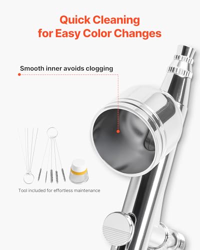 VEVOR Airbrush Kit, 1/6 HP, Air Brush Kit with Air Compressor, 3 Dual-Action Professional Airbrushes with 3 Tips, Hose, Acrylic Paint, Brush, Low Noise, for Cake Decorating, Model Painting, Nail Art - style: Airbrush Kit +24 Paints