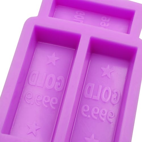 Gold Bar Silicone Fondant Molds Cake Decoration Chocolate Molds for Crafts Birthday Party Candy Cookies Gum Epoxy Resin Polymer Clay Set of 2