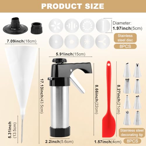 Churro Maker Machine, 3-in-1 Stainless Steel Cookie Press Gun