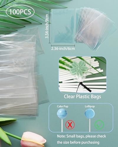 4-inch 300ct White Lollipop Sticks and Bags Set, CHELIZIYA Paper Sticks Kit - color: Black