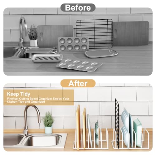 Cutting Board Organizer Storage, Baking Sheet Rack under Cabinet - color: 2pc, White
