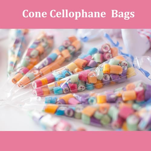 Cone Shaped Treat Bags 6.3x11.8 Inch 200Pcs - size: 6.3x11.8 Inch (Pack of 200)