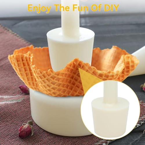 2PCS Waffle Cone Shaper, Cone Ice Cream Maker Cone Roller Waffle Rolling and Forming Tool Cone Roller Egg Roll DIY Mold Waffle Cone Mold Kit Pastry Ice Cream Waffle Cone Mold for Kitchen, White