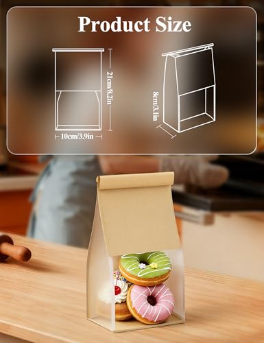 FireKylin Bread Cookie Bags with Window & Tin Tie,3.9x3.1x8.2 (50,Small) - size: Small
