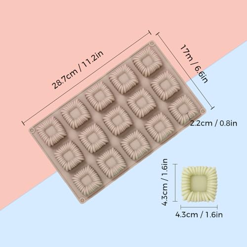 Cube Cake Silicone Mold | 1.6" x 1.6" x 0.8" 3D Square Mini Mousse Cake Baking Mold, French Dessert Molds for Chocolate, Jello, Brownie Bites, Ice Cream Cube, 15-Cavity - color: Mousse Baking Mold