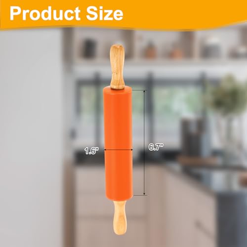 uxcell 6.7 Inch Silicone Rolling Pin Small Dough Roller Orange - color: Orange, size: 6.7 Inch