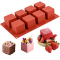 JOERSH Cube Cake Silicone Mold, 2" x 2" x 2", 8-Cavity - color: 1 Pc: 8 Cups, 2x2x2 Inch