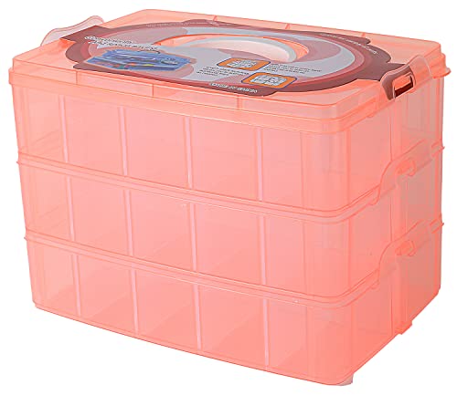 Sooyee 3-Tier Craft Storage Organizer with Dividers, Orange - color: Orange, size: 3 Tier