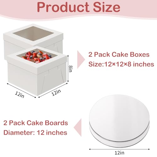 Svalor 12 in Cake Box with Board, Cake Carrier Holder Container