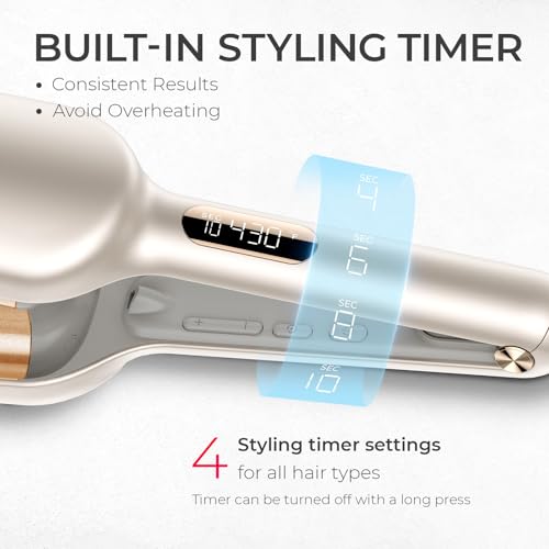Curling Iron Hair Crimper Waver, TYMO ROVY Beach Waves Hair Curler - color: Elegant Gold, size: 1.25 Inch