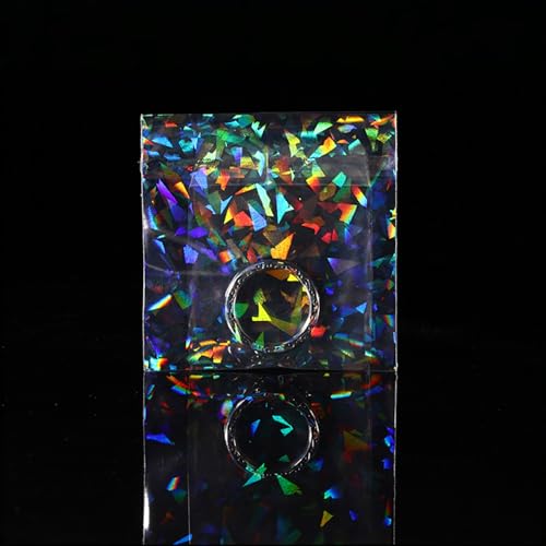 PABCK 100 Pcs Self Adhesive Holographic Cellophane Bags 2.95x5.2+1.18 inch - size: 2.95x5.2+1.18 inch