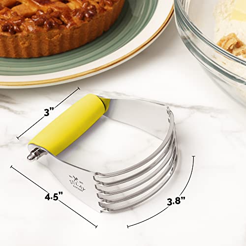 Zulay Kitchen Dough Blender - Stainless Steel Pastry Cutter, Heavy Duty Dough Cutter With Blades, Pastry Blender And Butter Cutter - Pastry Cutter For Baking (Yellow) - color: Yellow, size: Medium