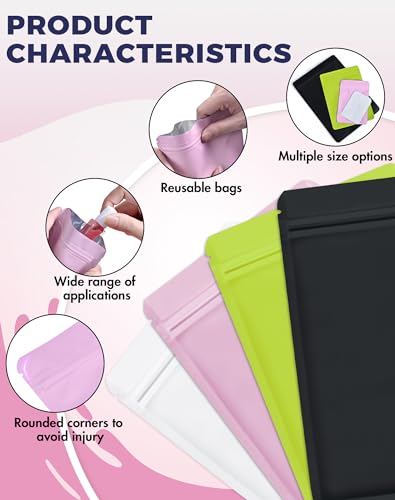 FireKylin 100 Pcs Resealable Bags for Small Business (Pink, 5.5" X 7.8") - color: Pink, size: 5.5" X 7.8"