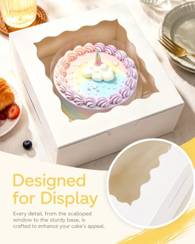 Bakepacker 6"x6"x5" Cake Boxes with Window 36 Sets White - color: White, size: 36Sets,6"x6"x5"