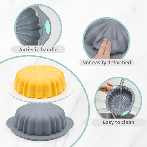 To encounter 51 Piece Silicone Baking Pan Set, Non-Stick Bakeware Set with Baking Pans, Reusable Donut Mold, Food-Grade Silicone Molds for Cakes, Cookies, Muffins, Bread, Light Grey - size: 51 Pcs Bakeware Sets