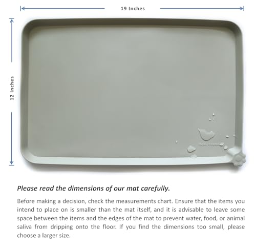 Hoki Found Silicone Pet Food Tray - Non Slip Pet Dog Cat Bowl Placemat - Feeding Mat - Waterproof Dog Cat Food Mats - For Carpet - Cream Green - color: Cream Green, size: 19"L x 12"W