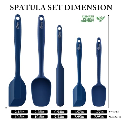 HOTEC Silicone Rubber BPA-Free Spatula Set, Set of 5, Classic Blue - color: Classic Blue