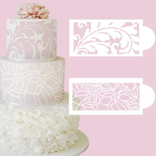 10 Pcs Cake Stencils Set Floral Lace Cake Templates Wedding Cake Molds Plant Flower Cookie Fondant Buttercream Dessert Decorating Baking Supplies Mesh Printing for Cake Icing Decoration