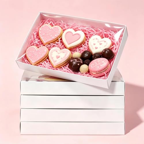 50 Pack 9.5x6x1.25 Inch Cookie Boxes with Window Bakery Boxes