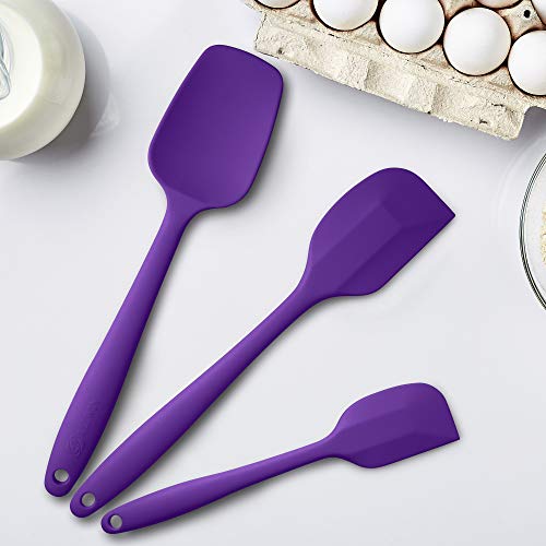 3-Piece Silicone Spatula Set, 600°F Heat Resistant, Purple - color: E-Purple