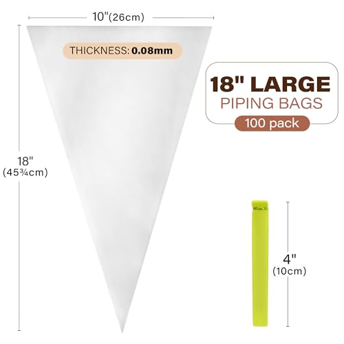 LotFancy 18 Inch Piping Bags, 100PCS Thickened Disposable Pastry Bags - size: 18 inch (Pack of 100)