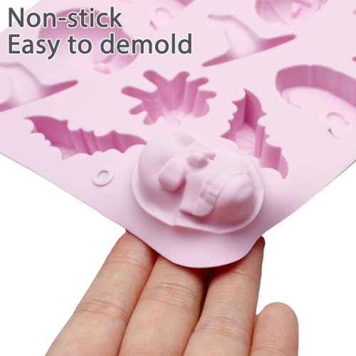 2pcs Halloween Silicone Molds for Chocolate, Jelly, Candy, Dessert - color: Purple(18 cavity)-R0269
