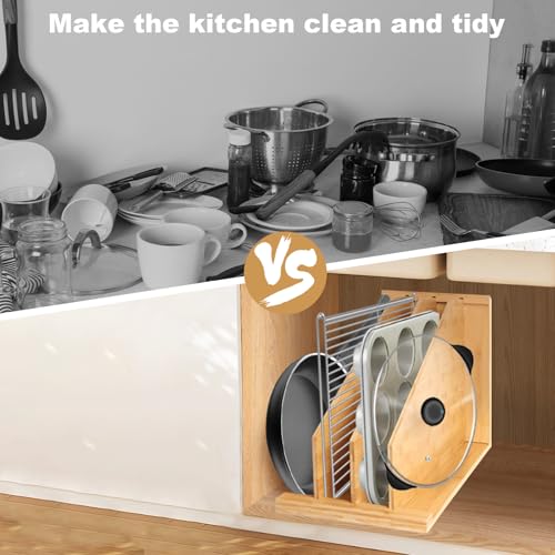 Upgraded Tray Dividers for Cabinets,15in Hx22in Dx12in W, Kitchen Cabinet Tray Divider for Pans, Lids, Pot And Pan, Cookie Sheet. with 3 Dividers,Keeping The Kitchen Organized（1） - size: 1