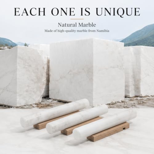 Natural Marble Rolling Pin for Baking, 12inch French Heavy Dough Roller - color: 12"x1.5"-White