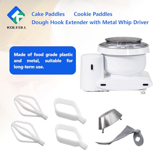 Cake Paddles & Cookie Paddles & Dough Hook Extender with Metal Whip Driver