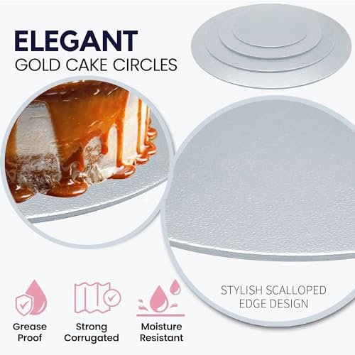 Goiio 4 Pack Cake Boards Golden Round Cake Circles - color: Silver