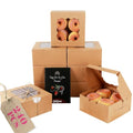 qiqee Cookie Box with Window 6"x6"x3" 240Pcs Bakery Box Brown - color: Brown, size: 6x6x3"/240packs