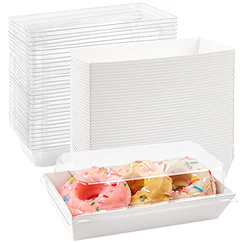 Ocmoiy Charcuterie Boxes with Clear Lids, 7.5x3.3 Inches, 50 Pack, White - color: White