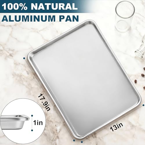 12 Pack Half Size Baking Sheet Pan Set, Aluminum Commercial Quality Cookie Sheet for Baking or Roasting, Large Thick Baking Tray Prevents Warping, 13" × 18" Cookie Tray Pan - size: 12pk Half Sheet