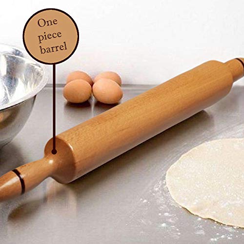Rolling Pins for Baking Pizza and Dough, Hardwood Sturdy Handle Pasta Roller, Pizza Rolls Dough Roller, Kitchen Utensil Tools, 18.7 in