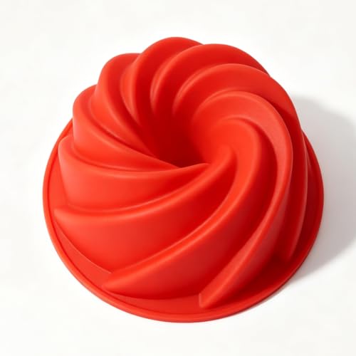 7 Inch Silicone Cake Pan, Medium Fluted Tube Spiral Mold, Nonstick - size: 7 Inch-Spiral-2 Pack