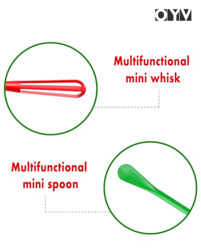 OYV Christmas Colors 2-In-1 Mini Whisk and Spoon, Set of 3, 8.5-Inch - color: Festive Christmas Colors (Red, Green, White)