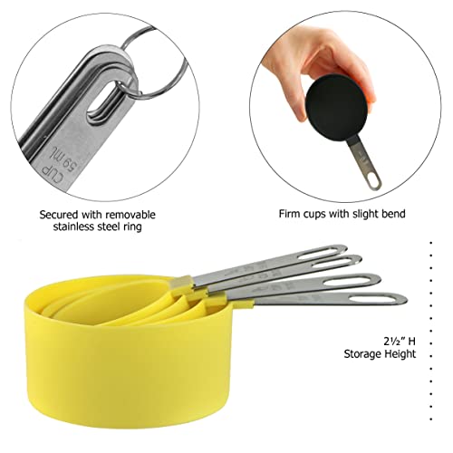 Reston Lloyd 8pc Measuring Cups & Spoons for Dry & Liquid Ingredients, Food Grade Plastic with Stainless Steel Handles, Lemon - color: Lemon