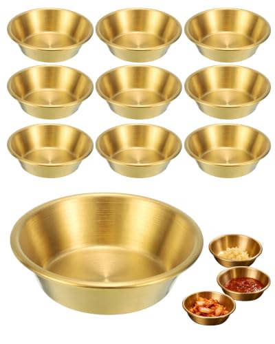 Dipping Bowls Set of 10, Small Dipping Sauce Cups and Ramekins - color: Golden