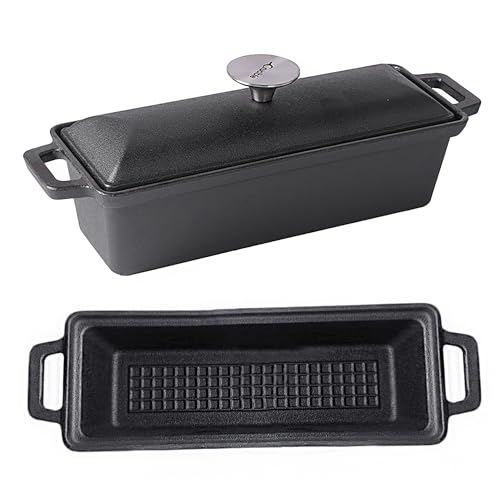 Crucible Cookware Cast Iron Bread Pan with Lid - Pre-Seasoned - Oven Safe Form for Baking and Cooking - Loaf Pan - color: Cast Iron