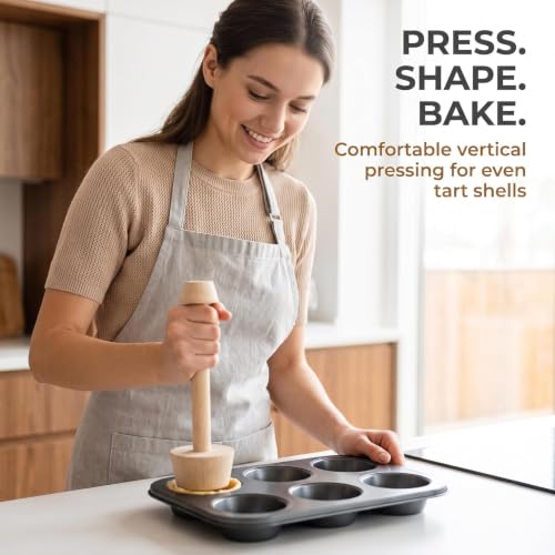 Woodiness Tart Tamper Pastry Tamper Double Side Wooden Egg Tart Tamper Mold DIY Cake Pastry Pusher for Kitchen Party Baking Tools, Pie, Tart and Quiche Pans