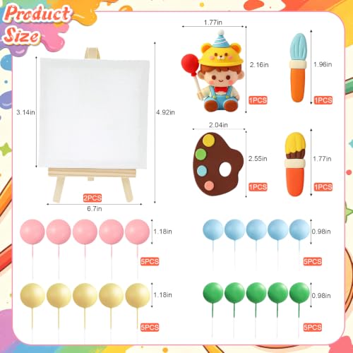 26Pcs Art Paint Cake Topper Paint Brush Cake Decorations