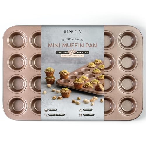 HAPPIELS 24 Cup Mini Muffin Pan Nonstick, PFOA & BPA Free - style: Mini Muffin Pan