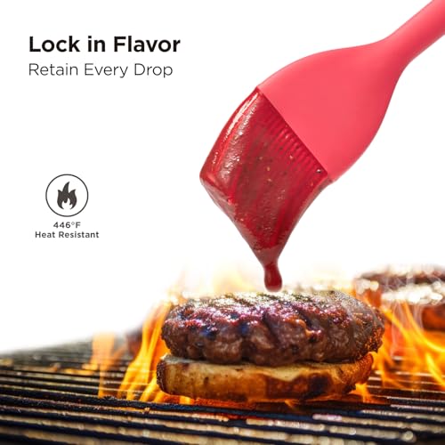 Kitchen Mama WaltzGrip Platinum Silicone Basting Pastry Brush, Red - color: Red